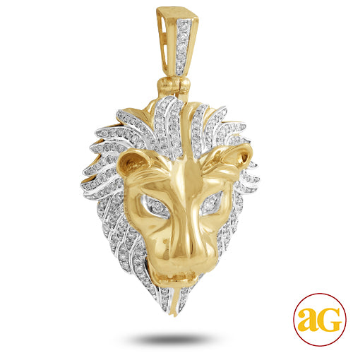 14KY 1.35 CTW DIAMOND LION HEAD PENDANT