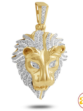 10KY 1.35CTW DIAMOND LION HEAD PENDANT