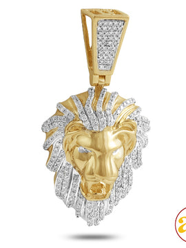 10KY 1.15CTW DIAMOND LION HEAD PENDANT