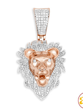 10KR 0.35CTW DIAMOND LION HEAD PENDANT