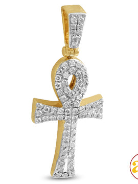 10KY 0.50CTW DIAMOND "ANKH" CROSS PENDANT