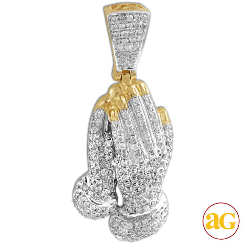 10KY 1.00CTW DIAMOND PRAYING HANDS PENDANT