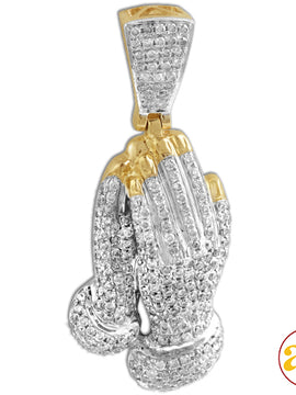 10KY 1.00CTW DIAMOND PRAYING HANDS PENDANT