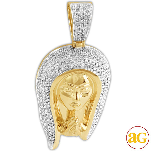 10KY 0.85CTW DIAMOND PRAYING FIGURE PENDANT