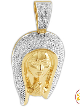 10KY 0.85CTW DIAMOND PRAYING FIGURE PENDANT