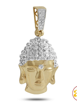 10KY 0.25CTW DIAMOND BUDDHA HEAD PENDANT