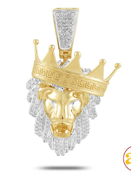 10KY 1.00CTW DIAMOND LION HEAD WITH TILTED CROWN