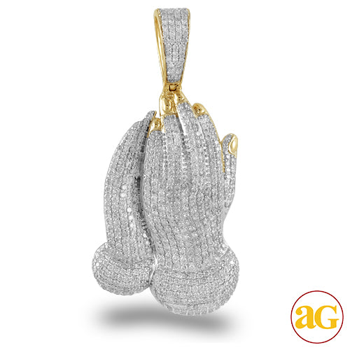 10KY 4.75CTW DIAMOND PRAYING HANDS PENDANT