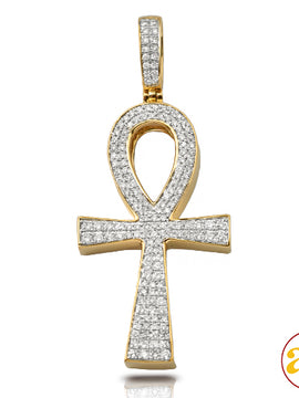 10KY 1.15CTW DIAMOND ANKH CROSS PENDANT