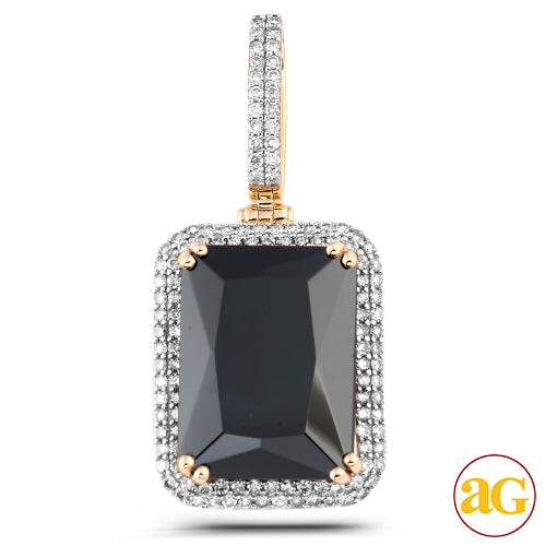 10KY 1.35CTW DIAMOND PENDANT WITH 36.20CT BLACK GE