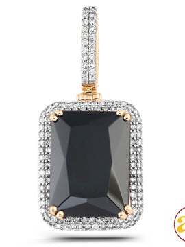 10KY 1.35CTW DIAMOND PENDANT WITH 36.20CT BLACK GE