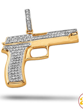 10KY 1.00CTW DIAMOND HANDGUN PENDANT