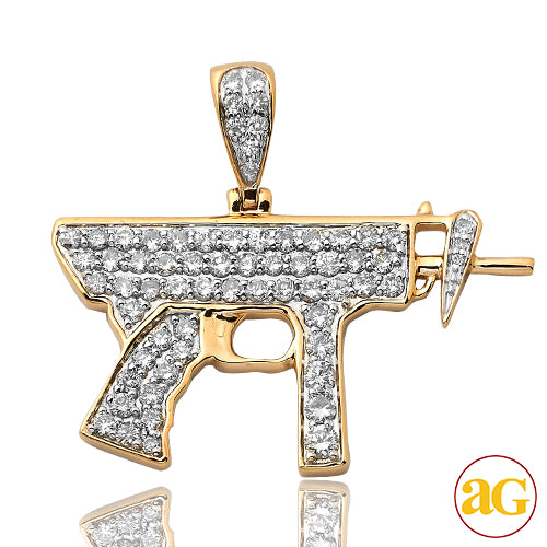 10KY 1.50CTW DIAMOND &apos;UZI&apos; GUN PENDANT