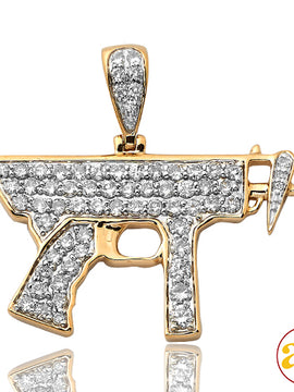 10KY 1.50CTW DIAMOND 'UZI' GUN PENDANT