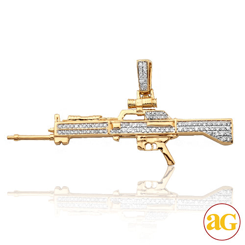 10KY 0.85CTW DIAMOND &apos;SNIPER RIFLE&apos; GUN PENDANT