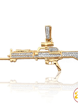 10KY 0.85CTW DIAMOND 'SNIPER RIFLE' GUN PENDANT