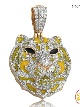 10KY 1.25CTW DIAMOND TIGER HEAD PENDANT