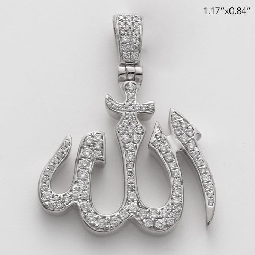 14KW 0.50CTW DIAMOND &apos;ALLAH&apos; PENDANT - 3.5MM THICK