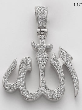 14KW 0.50CTW DIAMOND 'ALLAH' PENDANT - 3.5MM THICK