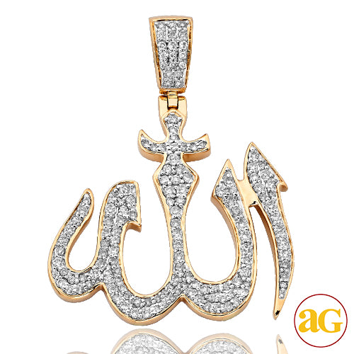 14KY 1.85CTW DIAMOND &apos;ALLAH&apos; PENDANT