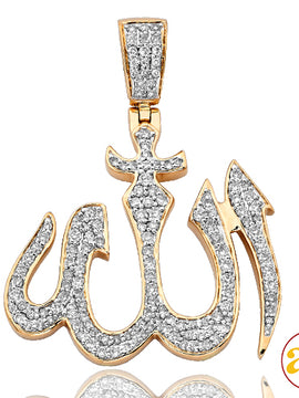 14KY 1.85CTW DIAMOND 'ALLAH' PENDANT