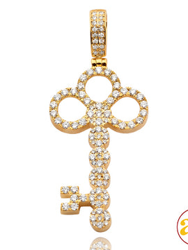 14KT 1.15CTW DIAMOND CLUSTER DESIGN SKELETON KEY