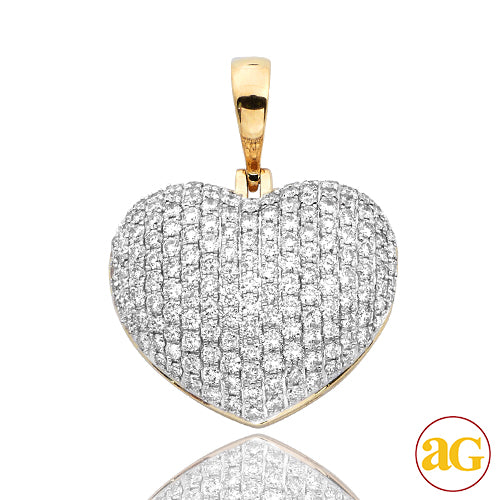 14KY 2.25CTW DIAMOND PUFFED HEART PENDANT