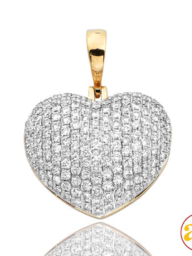 14KY 2.25CTW DIAMOND PUFFED HEART PENDANT