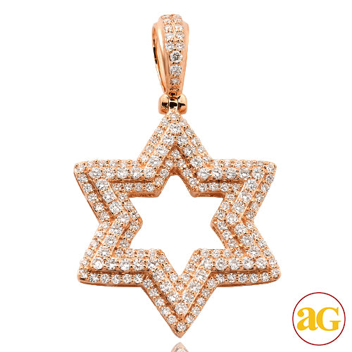 14KR 2.00CTW DIAMOND &apos;STAR OF DAVID&apos; PENDANT