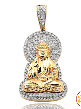 10KY 1.25CTW DIAMOND SITTING BUDDHA PENDANT