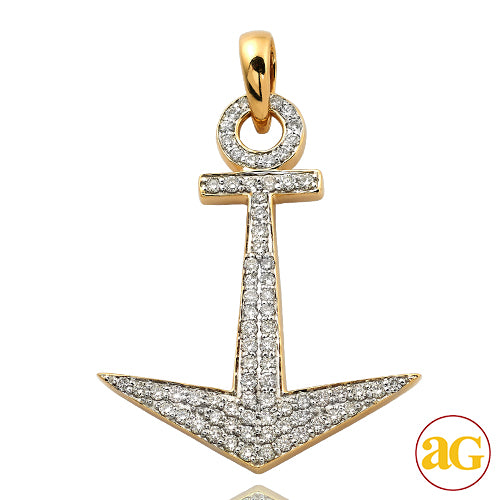 14KY 1.85CTW DIAMOND ANCHOR PENDANT