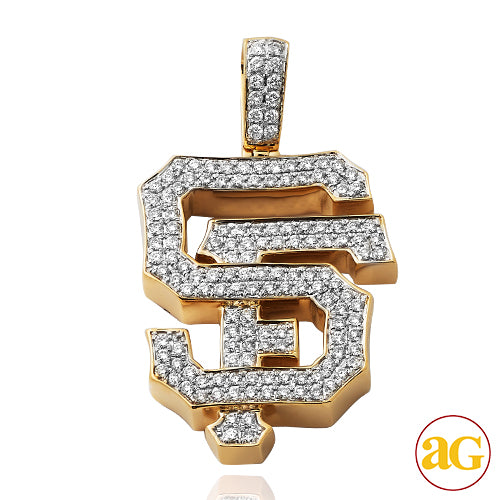 10KY 1.50CTW DIAMOND SPORTS LOGO &quot;SF&quot; PENDANT