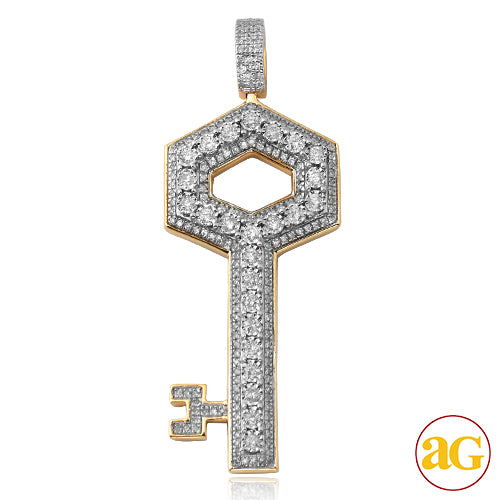 10KY 0.65CTW ILLUSION SET DIAMOND 3-D KEY PENDANT