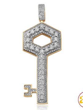 10KY 0.65CTW ILLUSION SET DIAMOND 3-D KEY PENDANT