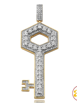 10KY 0.65CTW ILLUSION SET DIAMOND KEY PENDANT