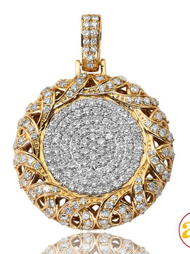 14KY 5.25CTW DIAMOND FLAT DISC PENDANT WITH 3-D BR