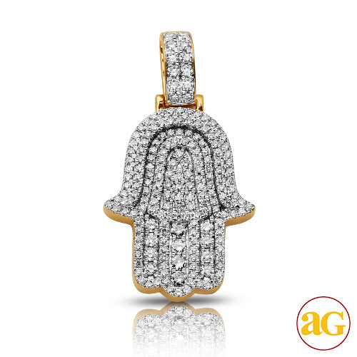 14KY 1.50CTW DIAMOND 3-D LAYERED HAMZA PENDANT