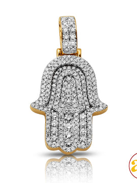 14KY 1.50CTW DIAMOND 3-D LAYERED HAMZA PENDANT