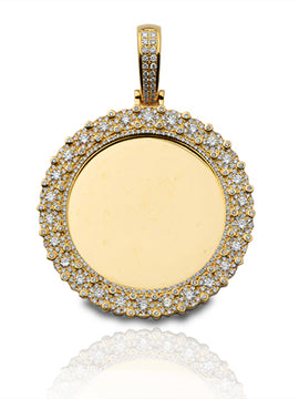 14KY 1.75CTW DIAMOND MIRROR DISC PENDANT WITH FLEU