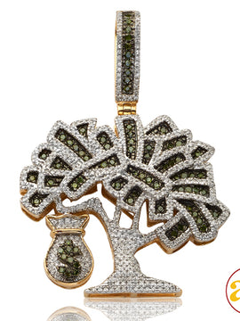 10KY 1.33CTW GREEN AND WHITE DIAMOND MONEY TREE PE