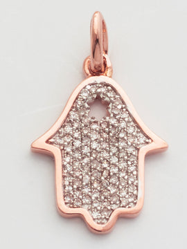 14KR 0.20CTW DIAMOND HAMZA PENDANT - 0.5"