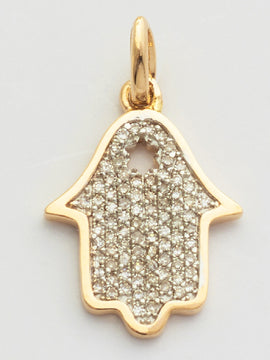 14KY 0.20CTW DIAMOND HAMZA PENDANT - 0.5"