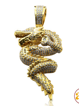 14KY 7.25CTW DIAMOND CHINESE DRAGON PENDANT