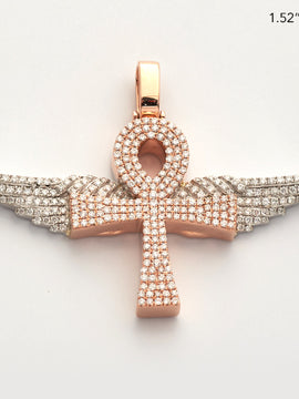 14KR+W TWO TONE 1.65CTW DIAMOND ANKH CROSS WITH