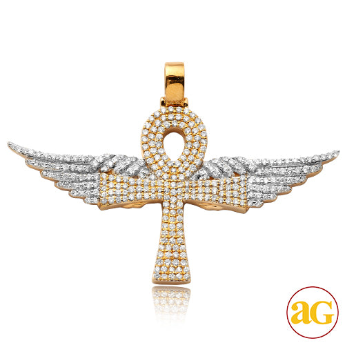 14KY+W TWO TONE 1.65CTW DIAMOND ANKH CROSS WITH