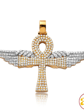 14KY+W TWO TONE 1.65CTW DIAMOND ANKH CROSS WITH