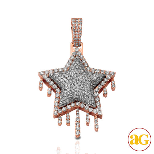 10KR 6.75CTW DIAMOND DRIPPING STAR PENDANT