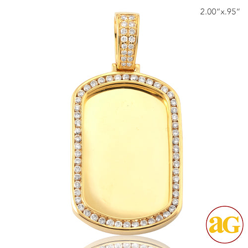 10KY 1.40CTW DIAMOND DOGTAG PENDANT - MIRROR PLATE