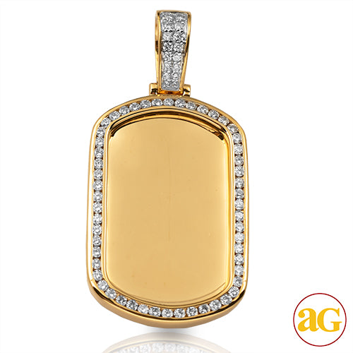 14KY 1.35CTW DIAMOND DOGTAG PENDANT - MIRROR PLATE