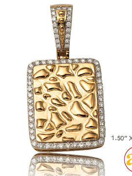 10KY 1.00CTW DIAMOND NUGGET DOG TAG PENDANT